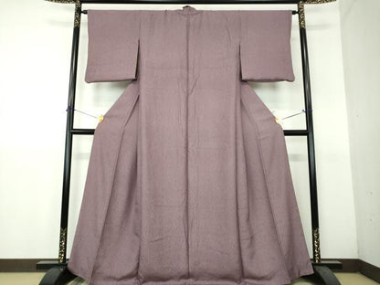 平和屋着物●訪問着　リバーシブル　絞り　舞蝶花文　色無地　葡萄鼠色　正絹　逸品　DABH9307ps