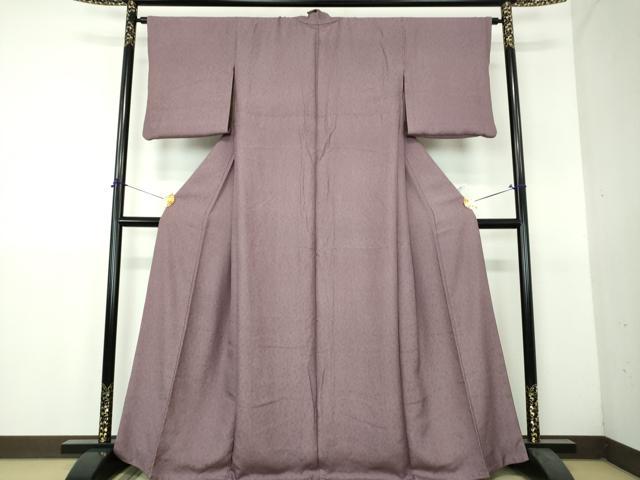平和屋着物●訪問着　リバーシブル　絞り　舞蝶花文　色無地　葡萄鼠色　正絹　逸品　DABH9307ps