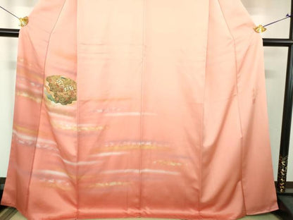平和屋着物●人間国宝　福田喜三郎　中国三大刺繍　相良刺繍　訪問着　器物花文　暈し染め　金銀彩　正絹　逸品　DABH9308ps