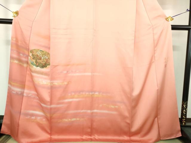 平和屋着物●人間国宝　福田喜三郎　中国三大刺繍　相良刺繍　訪問着　器物花文　暈し染め　金銀彩　正絹　逸品　DABH9308ps