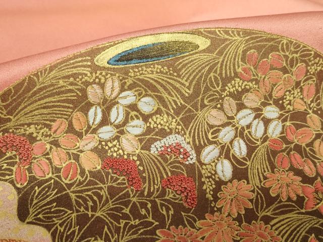 平和屋着物●人間国宝　福田喜三郎　中国三大刺繍　相良刺繍　訪問着　器物花文　暈し染め　金銀彩　正絹　逸品　DABH9308ps