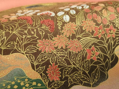 平和屋着物●人間国宝　福田喜三郎　中国三大刺繍　相良刺繍　訪問着　器物花文　暈し染め　金銀彩　正絹　逸品　DABH9308ps