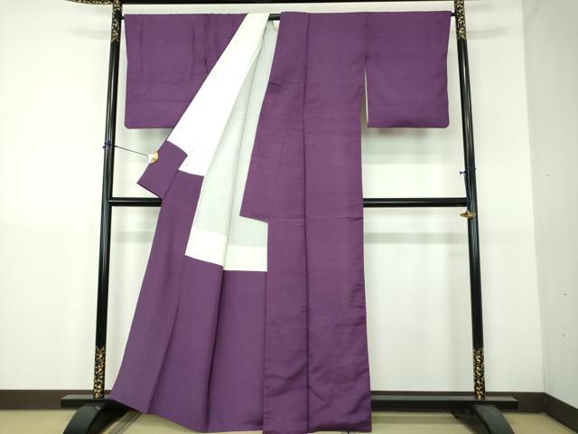 平和屋着物●上質な紬　色無地　葡萄色　正絹　逸品　DABH9309ps