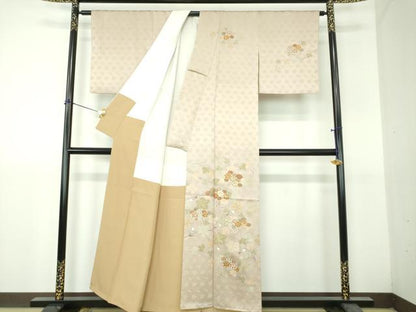 平和屋着物●訪問着　駒刺繍　花唐草文　金彩　正絹　逸品　DABH9310ps