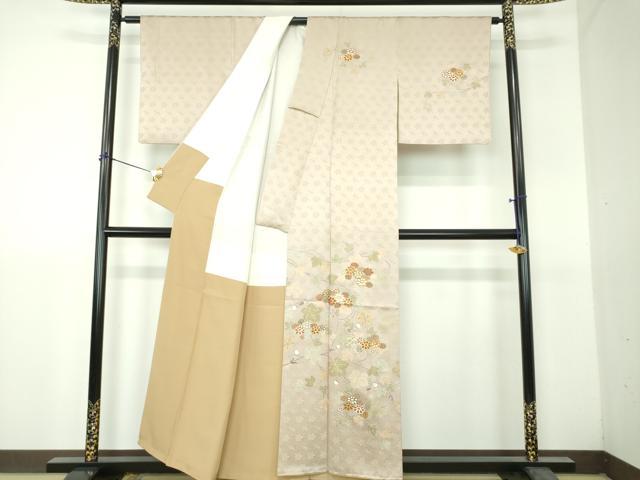 平和屋着物●訪問着　駒刺繍　花唐草文　金彩　正絹　逸品　DABH9310ps