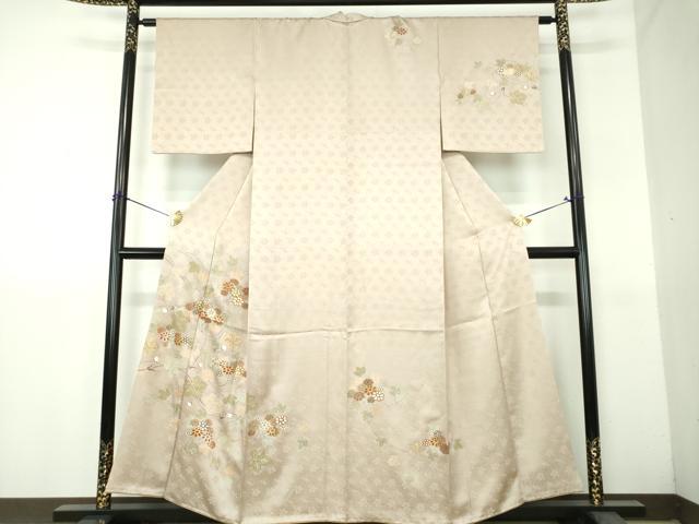 平和屋着物●訪問着　駒刺繍　花唐草文　金彩　正絹　逸品　DABH9310ps
