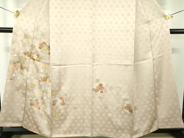 平和屋着物●訪問着　駒刺繍　花唐草文　金彩　正絹　逸品　DABH9310ps