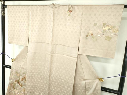 平和屋着物●訪問着　駒刺繍　花唐草文　金彩　正絹　逸品　DABH9310ps