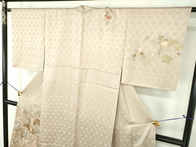 平和屋着物●訪問着　駒刺繍　花唐草文　金彩　正絹　逸品　DABH9310ps
