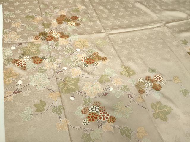平和屋着物●訪問着　駒刺繍　花唐草文　金彩　正絹　逸品　DABH9310ps