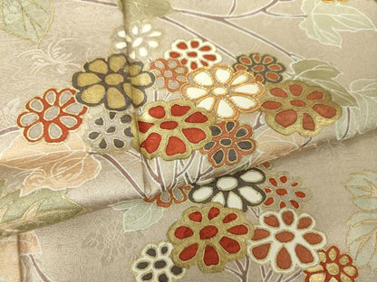 平和屋着物●訪問着　駒刺繍　花唐草文　金彩　正絹　逸品　DABH9310ps