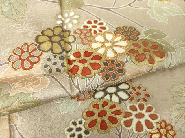 平和屋着物●訪問着　駒刺繍　花唐草文　金彩　正絹　逸品　DABH9310ps