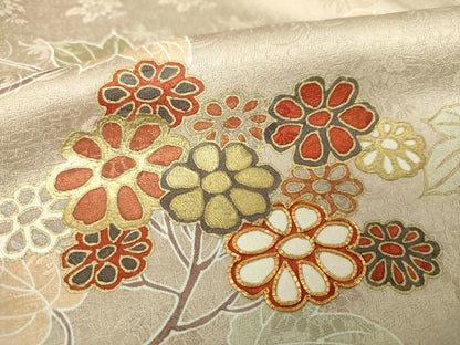 平和屋着物●訪問着　駒刺繍　花唐草文　金彩　正絹　逸品　DABH9310ps