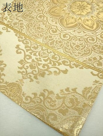 平和屋着物▼六通柄袋帯　洋花文　金糸　正絹　逸品　DABH9317ps