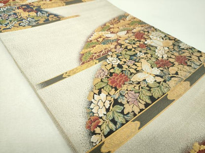 平和屋着物▼六通柄袋帯　舞蝶花文　金銀糸　正絹　逸品　DABH9318ps
