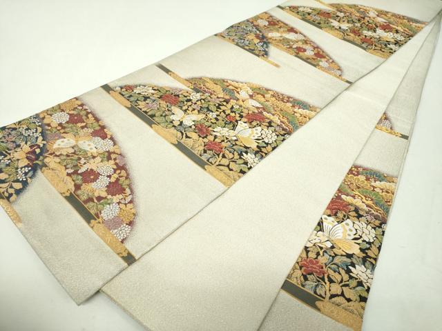 平和屋着物▼六通柄袋帯　舞蝶花文　金銀糸　正絹　逸品　DABH9318ps