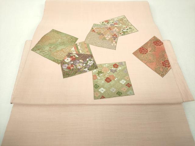 平和屋着物▼中国三大刺繍　総相良刺繍　総刺繍　つけ帯　色紙重ね花文　金糸　正絹　逸品　DABH9320ps
