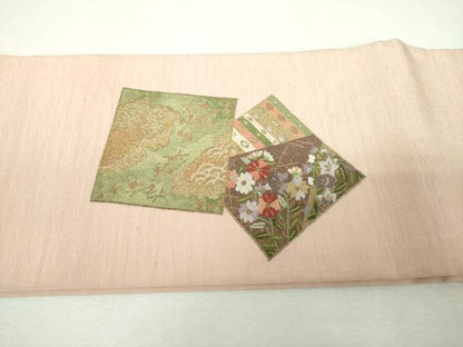 平和屋着物▼中国三大刺繍　総相良刺繍　総刺繍　つけ帯　色紙重ね花文　金糸　正絹　逸品　DABH9320ps