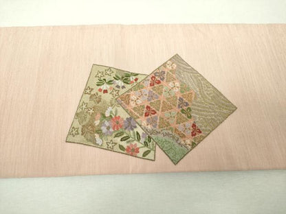 平和屋着物▼中国三大刺繍　総相良刺繍　総刺繍　つけ帯　色紙重ね花文　金糸　正絹　逸品　DABH9320ps