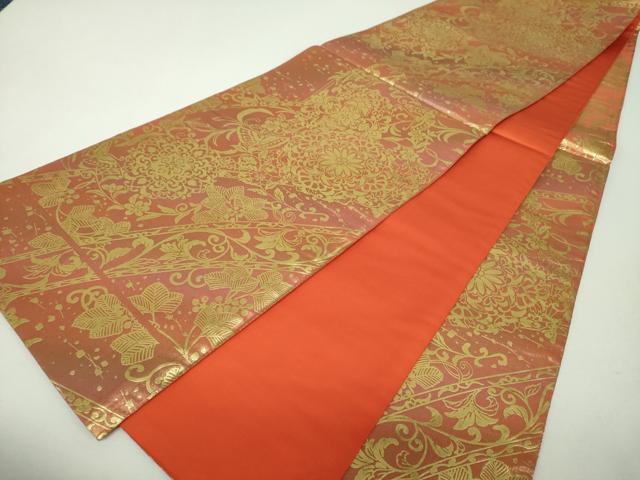 平和屋着物▼袋帯　螺鈿　正倉院花文　金彩　正絹　逸品　DABH9331ps