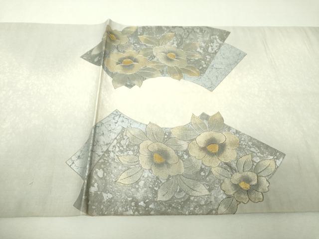 平和屋着物▼太鼓柄袋帯　螺鈿　地紙花文　金銀彩　引箔　正絹　逸品　DABH9332ps