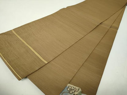 平和屋着物▼明綴れ　太鼓柄袋帯　花唐草文　金糸　正絹　逸品　DABH9336ps