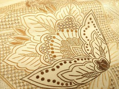 平和屋着物▼中国三大刺繍　スワトウ相良刺繍　汕頭相良刺繍　総刺繍　太鼓柄袋帯　更紗花文　金彩　正絹　逸品　DABH9348ps