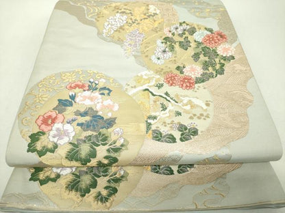 平和屋着物▼六通柄袋帯　唐織　花冠風韻　金糸　正絹　逸品　DABH9355ps