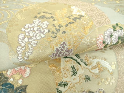平和屋着物▼六通柄袋帯　唐織　花冠風韻　金糸　正絹　逸品　DABH9355ps