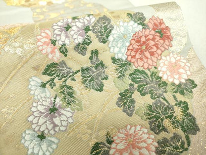 平和屋着物▼六通柄袋帯　唐織　花冠風韻　金糸　正絹　逸品　DABH9355ps