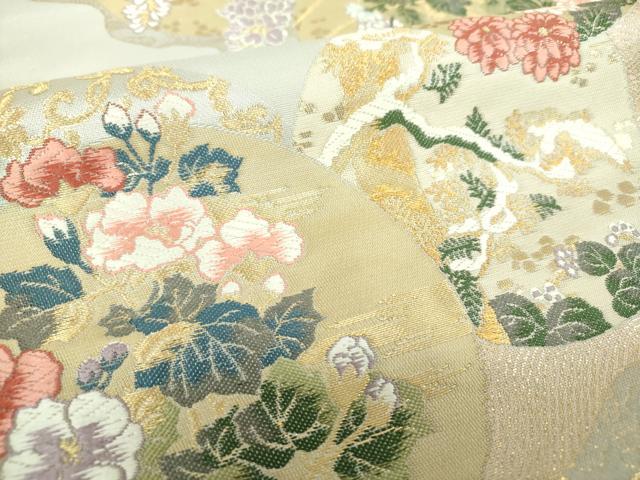 平和屋着物▼六通柄袋帯　唐織　花冠風韻　金糸　正絹　逸品　DABH9355ps
