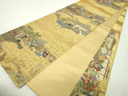 平和屋着物▼全景全通柄袋帯　母衣武者行列図　金糸　正絹　逸品　DABH9358ps