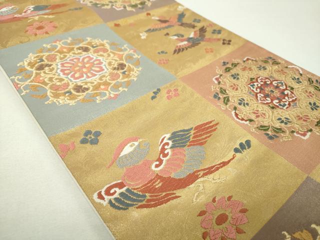 平和屋着物▼六通柄袋帯　唐織　正倉院花鳥文　金糸　正絹　逸品　DABH9361ps