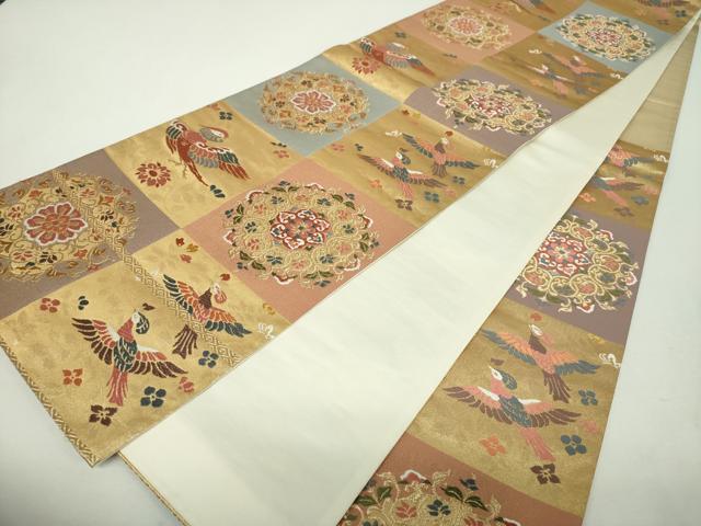 平和屋着物▼六通柄袋帯　唐織　正倉院花鳥文　金糸　正絹　逸品　DABH9361ps