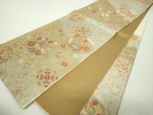 平和屋着物▼六通柄袋帯　鳳凰花丸文　金糸　正絹　逸品　DABH9364ps