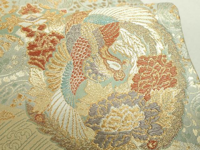 平和屋着物▼六通柄袋帯　鳳凰花丸文　金糸　正絹　逸品　DABH9364ps
