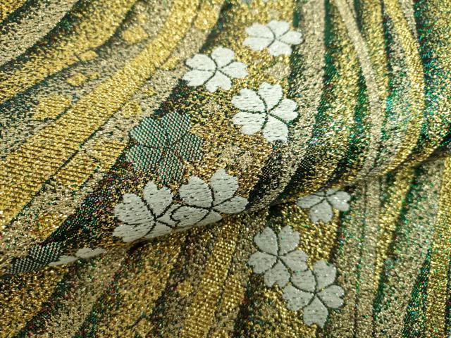 平和屋着物▼両面　全通柄袋帯　舞桜　金銀糸　やまと誂製　正絹　逸品　DABH9371ps