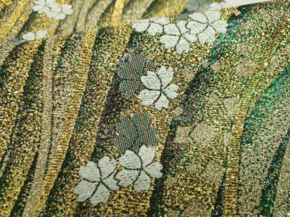 平和屋着物▼両面　全通柄袋帯　舞桜　金銀糸　やまと誂製　正絹　逸品　DABH9371ps