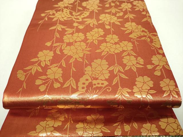 平和屋着物▼両面　全通柄袋帯　舞桜　金銀糸　やまと誂製　正絹　逸品　DABH9371ps