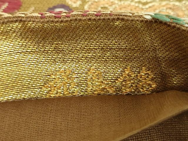 平和屋着物▼西陣　坂下織物謹製　六通柄袋帯　唐織　飛鳥錦　彩松立波文　金糸　正絹　逸品　DABH9383ps