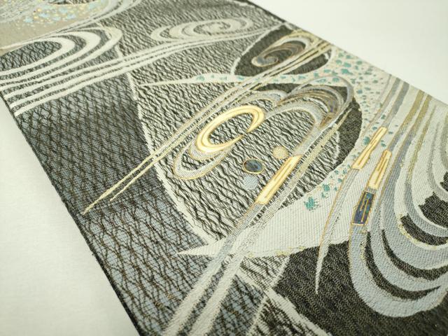 平和屋着物▼袋帯　螺鈿　流水文　金銀糸　正絹　逸品　DABH9385ps