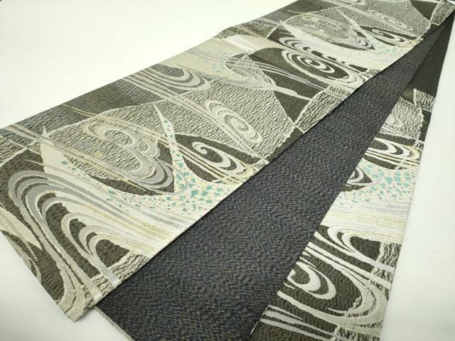 平和屋着物▼袋帯　螺鈿　流水文　金銀糸　正絹　逸品　DABH9385ps
