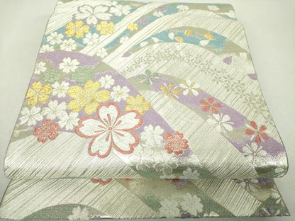 平和屋着物▼六通柄袋帯　唐織　舞桜　金銀糸　正絹　逸品　DABH9395ps