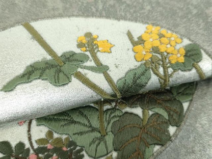 平和屋着物●九寸名古屋帯　総刺繍　花鳥丸文　銀彩　引箔　正絹　逸品　DABH9407ps