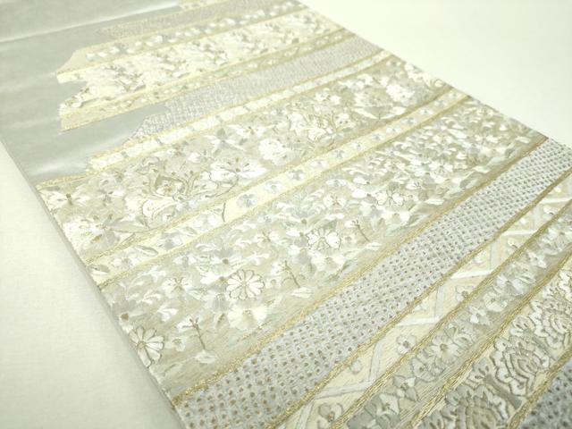 平和屋着物▼中国三大刺繍　相良刺繍　総刺繍　太鼓柄袋帯　更紗花文　金銀糸　正絹　逸品　DABH9408ps
