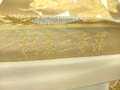 平和屋着物▼六通柄袋帯　彩美二重箔　群れ鶴　金銀糸　正絹　逸品　未使用　DABH9410ps