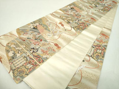 平和屋着物▼六通柄袋帯　唐織　桃山絵巻の粋　金糸　正絹　逸品　DABH9413ps