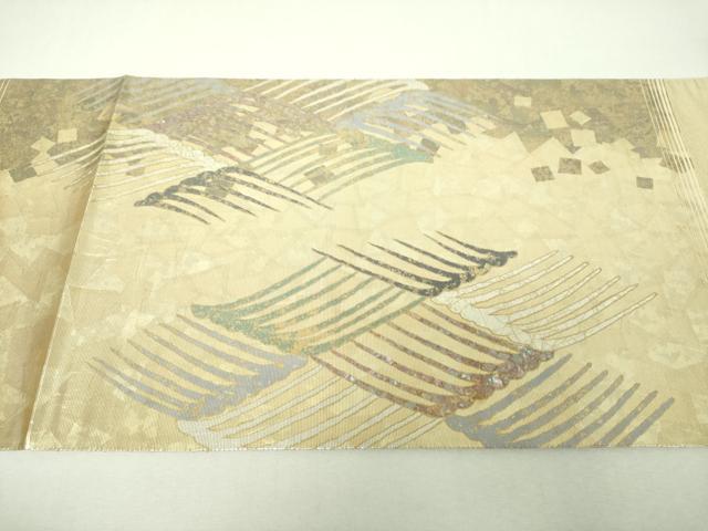 平和屋着物▼三宅てる乃　太鼓柄袋帯　螺鈿箔　流水文　金銀彩　正絹　逸品　未使用　DABH9420ps