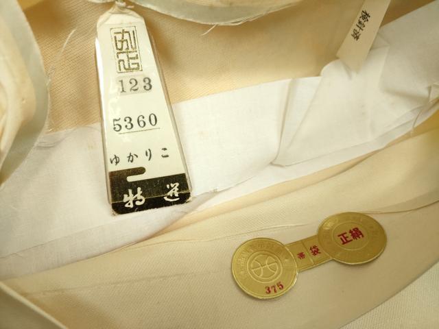 平和屋着物▼西陣　太鼓柄袋帯　螺鈿箔　群れ鶴　金銀彩　証紙付き　正絹　逸品　未使用　DABH9421ps