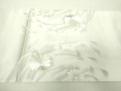 平和屋着物▼太鼓柄袋帯　刺繍　菊文　乱菊　銀糸　正絹　逸品　未使用　DABH9438ps